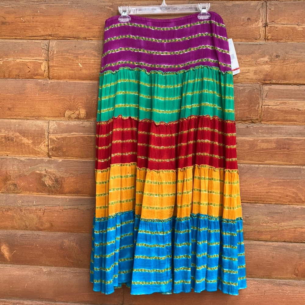 Ralph Lauren Maxi Skirt Size M Multi-Color, BOHO, Gauze, Pull On Style, NWT